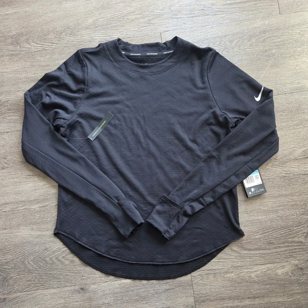 New Nike Running Top Womens Medium Black Therma Dri-FIT Long Sleeve BV2977-010